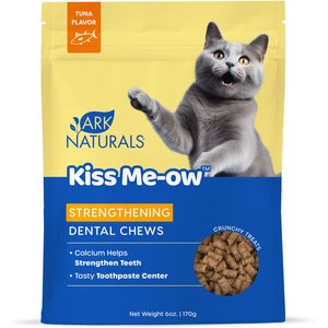 Ark Naturals Kiss Me-Ow Strengthening Tuna Dental Chews Crunchy Cat Treats, 6-oz bag