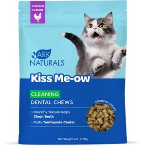 Ark Naturals Kiss Me-Ow Cleaning Chicken Dental Chews Crunchy Cat Treats, 6-oz bag