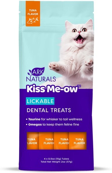 Ark Naturals Kiss Me-Ow Tuna Lickable Dental Cat Treats, 0.5-oz tube, case of 4