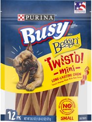 Busy Bone with Beggin' Twist'd! Long-Lasting with Real Bacon Mini Dog Treats, 12 count