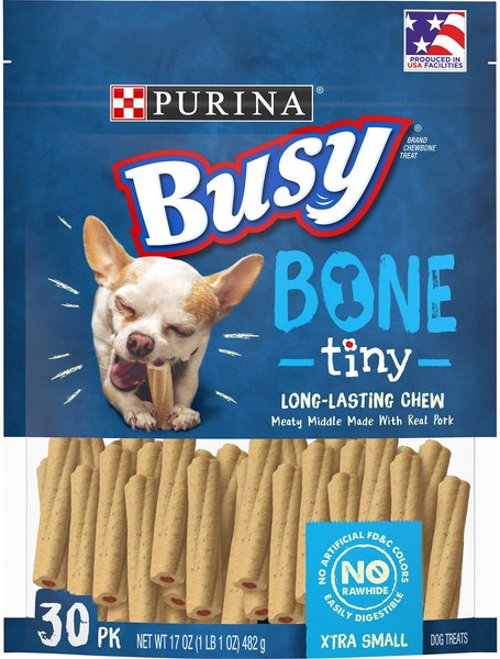 Busy Bone with Real Meat Tiny Rawhide-Free Dog Treats, 30 count slide 1 of 11