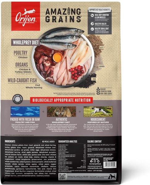 ORIJEN Amazing Grains Fit & Trim Adult High-Protein Poultry & Fish Dry ...