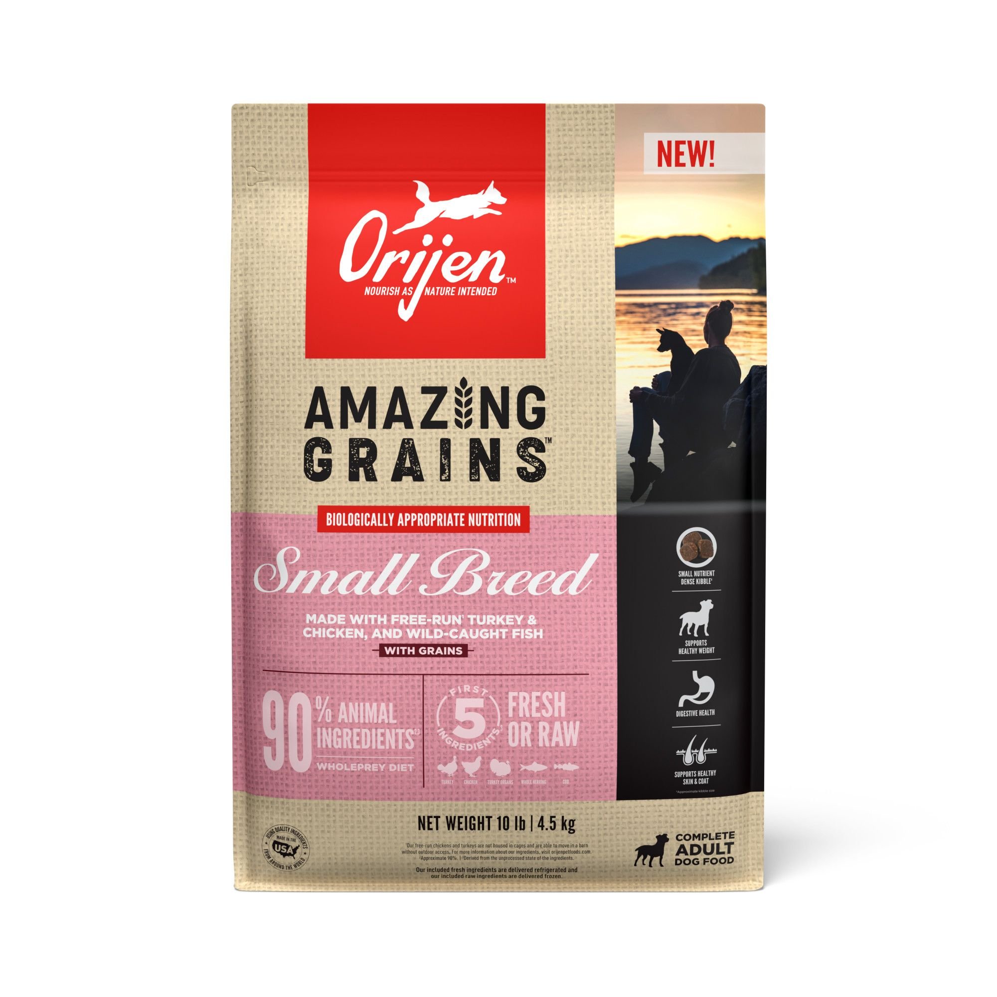 ORIJEN Amazing Grains Small Breed Adult High-Protein Poultry Dry Dog ...