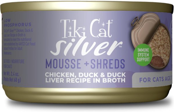 Tiki Cat Silver Chicken, Duck & Duck Liver Grain-Free Wet Cat Food, 2.4-oz, case of 12