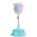 Catstages 2-in-1 Spring Interactive & Topper for Ball Track, Bat & Swat Spring Toy with Feathers & Bells Cat Toy, Blue