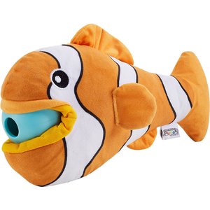 Outward Hound Big Mouthz Interactive Plush Puzzle with Treat Ball, Clown Fish Dog Toy, Orange