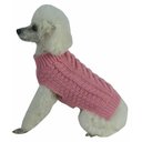 Pet Life Swivel-Swirl Heavy Cable Knitted Dog Sweater, Pink, Small