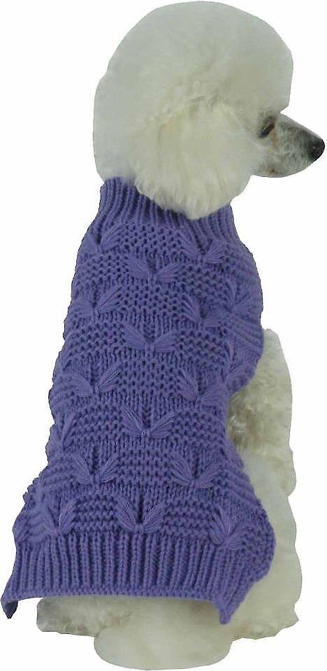 Pet Life Butterfly Stitched Heavy Cable Knitted Turtle Neck Dog Sweater