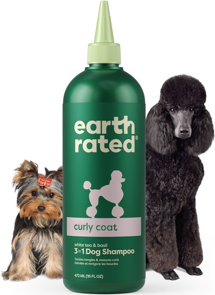 EARTH RATED 3-in-1 Curly Coat Dog Shampoo, White Tea & Basil Scent, 16 ...