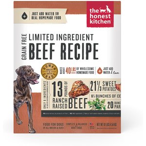 The Honest Kitchen Limited Ingredient Diet Beef Recipe Grain-Free Dehydrated Dog Food, 10-lb box