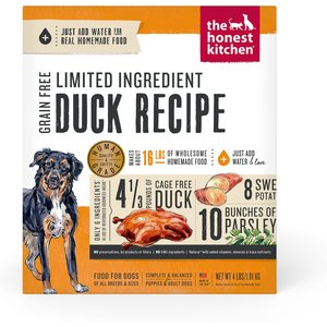 The Honest Kitchen Limited Ingredient Diet Duck Recipe Grain-Free Dehydrated Dog Food, 4-lb box