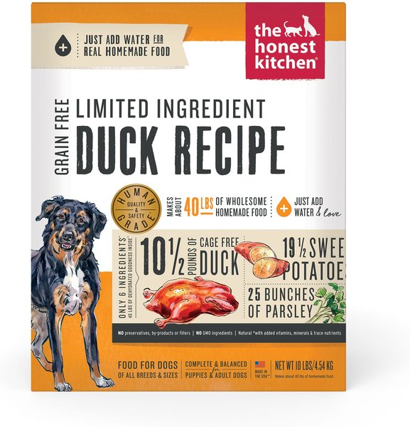 The Honest Kitchen Limited Ingredient Diet Duck Recipe Grain-Free Dehydrated Dog Food, 10-lb box slide 1 of 11