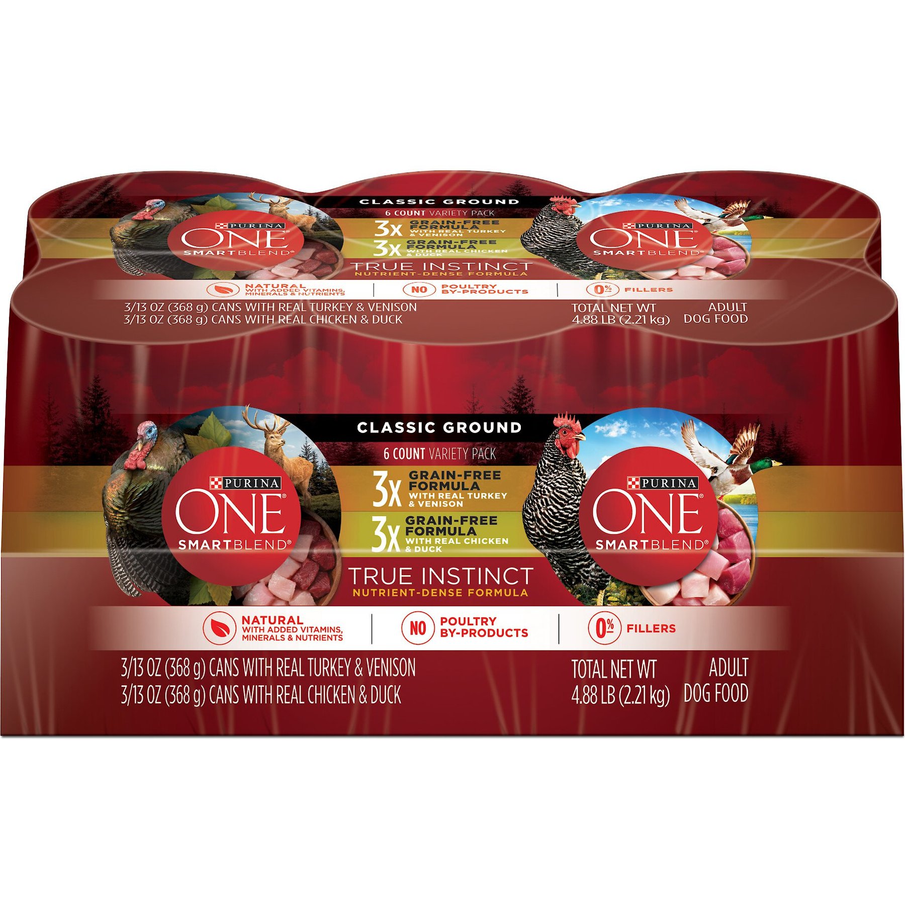 Purina ONE Purina ONE SmartBlend True Instinct Classic Ground Grain-Free Variety Pack Canned Dog Food, 13-oz, case of 6