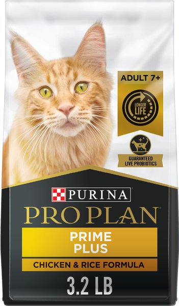 Purina Pro Plan Prime Plus Adult 7+ Chicken & Rice Formula Dry Cat Food, 3.2-lb bag slide 1 of 9