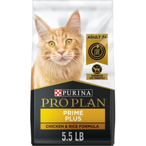 Purina Pro Plan Prime Plus Adult 7+ Chicken & Rice Formula Dry Cat Food, 5.5-lb bag