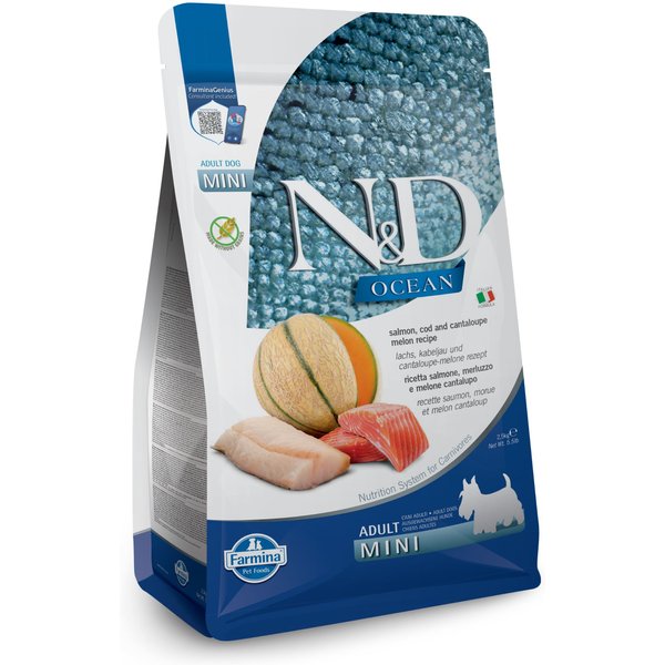 FARMINA N&D Ocean Adult GMO-Free Salmon, Cod, Cantaloupe Mini Dry Dog ...