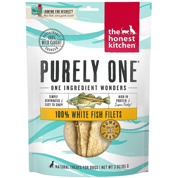 THE HONEST KITCHEN Wishes Dehydrated White Fish Filets Dog Treats, 3oz