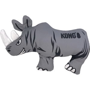 KONG Maxx Rhino Tough Squeaky Dog Plush Toy, Grey, Large