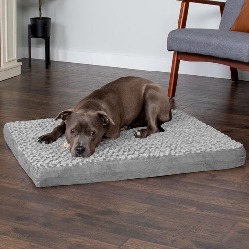 FurHaven NAP Deluxe Memory Foam Pillow Dog Bed with Removable Cover, Gray, Large