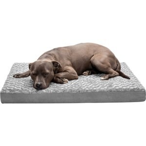 FurHaven NAP Deluxe Memory Foam Pillow Dog Bed with Removable Cover, Gray, Large
