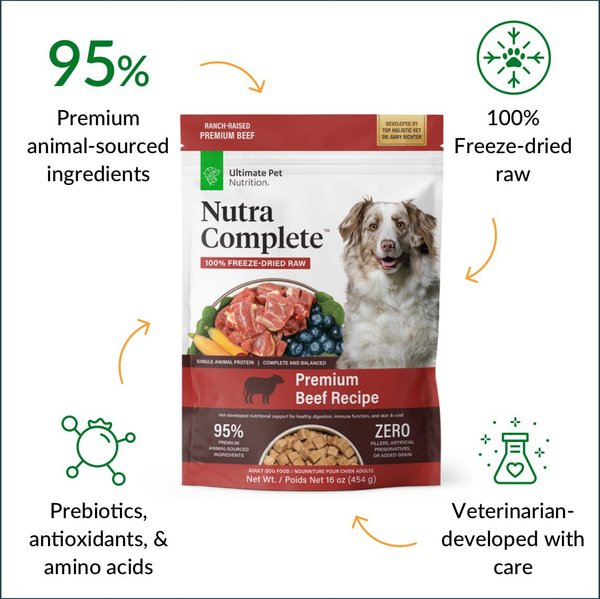 ULTIMATE PET NUTRITION Nutra Complete Premium Beef Freeze Dried Raw Dog Food 16 oz bag Chewy