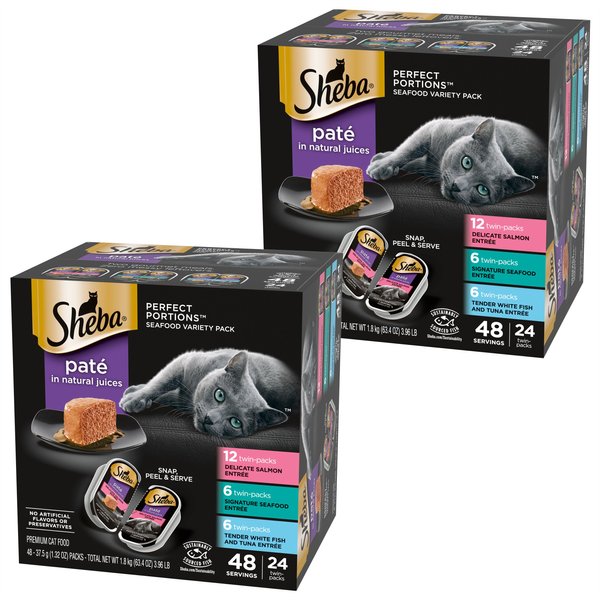 Sheba Perfect Portions Seafood Pate Variety Pack Grain Free Adult Wet Cat Food Trays