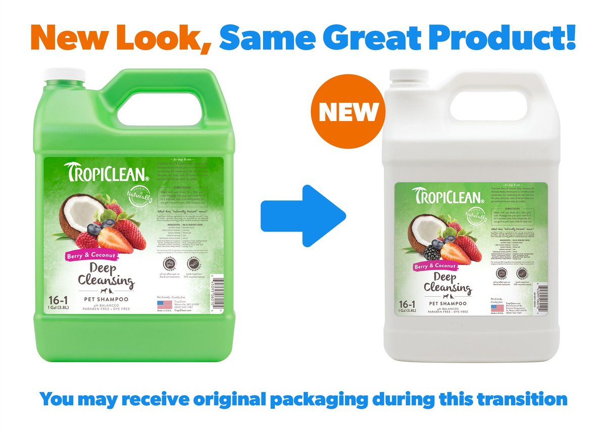 TROPICLEAN Deep Cleaning Berry & Coconut Dog & Cat Shampoo, 1Gallon