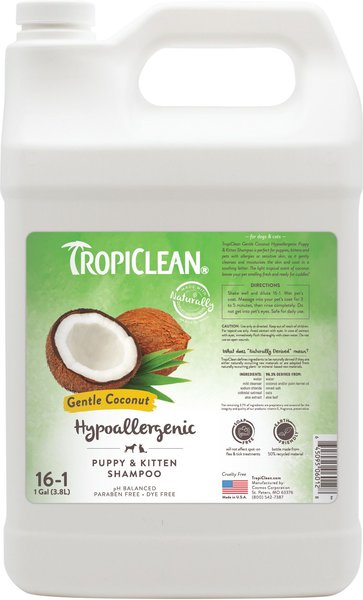 TropiClean Hypo-Allergenic Gentle Coconut Puppy & Kitten Shampoo, 1-gal bottle slide 1 of 9