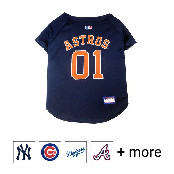 Pets First MLB Houston Astros Reversible T-Shirt,Medium for Dogs & Cats. A  Pet Shirt with The Team Logo That Comes with 2 Designs; Stripe Tee Shirt on