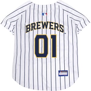 Pets First MLB Dog & Cat Jersey, Milwaukee Brewers, Large