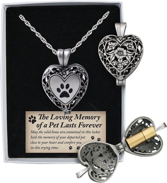 Cathedral Art Paw Print Memorial Ashes Locket Necklace, Pewter slide 1 of 5