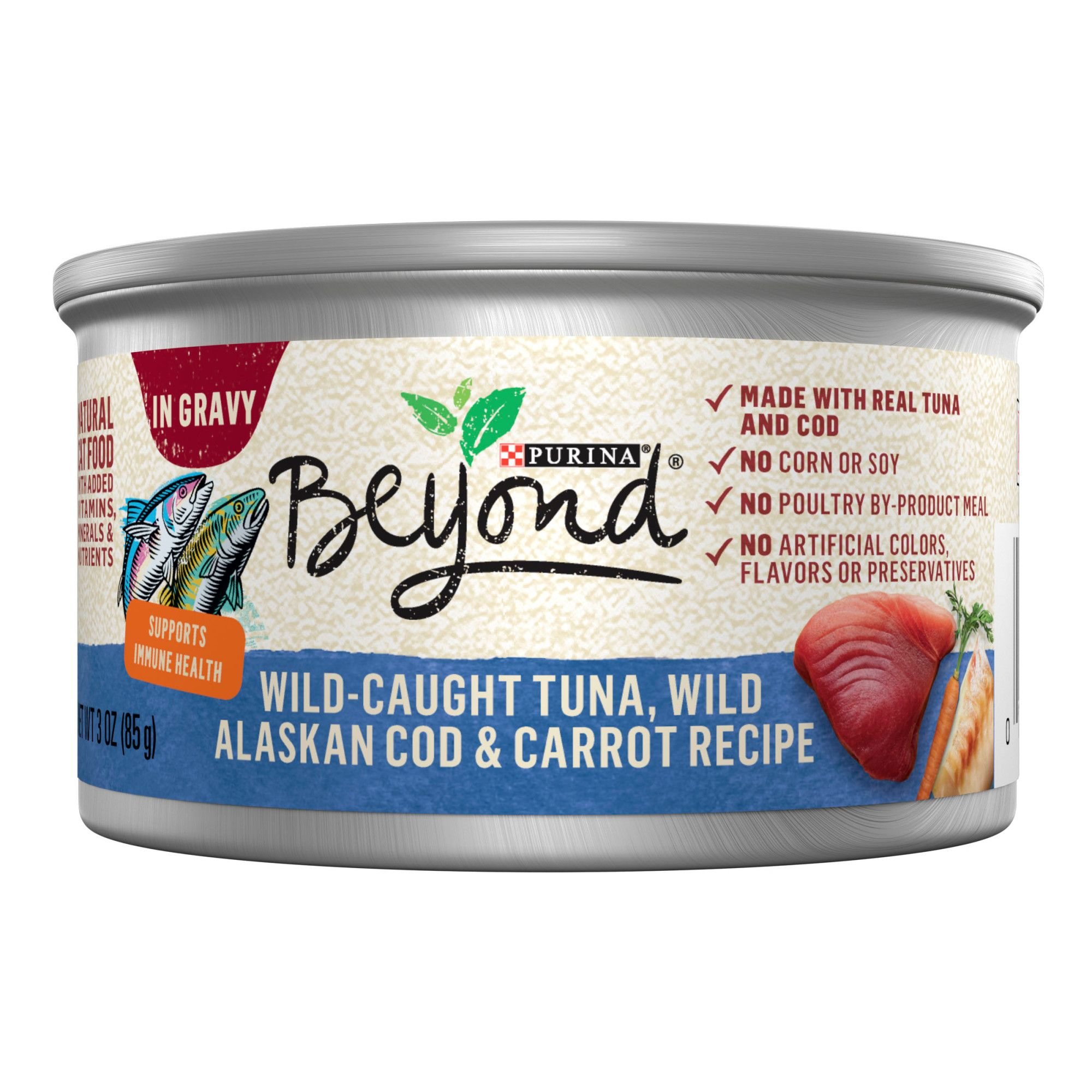 PURINA BEYOND Natural Wild Caught Tuna Cod Carrots Recipe in Gravy Canned Cat Food reviews Chewy