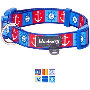 Blueberry Pet Nautical Prints Polyester Dog Collar, Ocean Harbor, Small: 12 to 16-in neck, 5/8-in wide