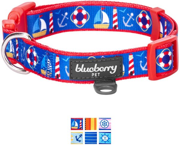 Blueberry Pet Nautical Prints Polyester Dog Collar, Blue Dream, Medium: 14.5 to 20-in neck, 3/4-in wide slide 1 of 6