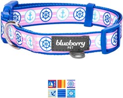 Blueberry Pet Nautical Prints Polyester Dog Collar, Navy Sailor, Large: 18 to 26-in neck, 1-in wide