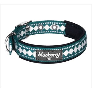 Blueberry Pet 3M Reflective Pattern Dog Collar, Teal Blue, Small: 9 to 12.5-in neck, 5/8-in wide