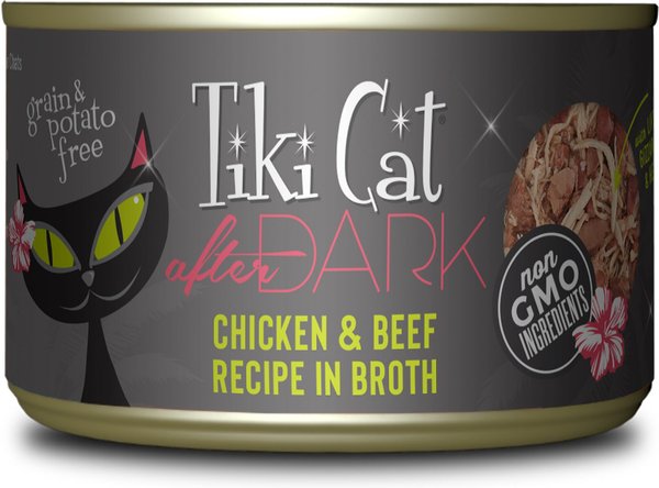 TIKI CAT After Dark Chicken Beef Canned Cat Food 5.5 oz case