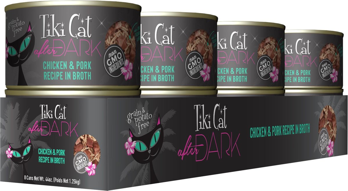 TIKI CAT After Dark Chicken & Pork Canned Cat Food, 5.5oz, case of 8