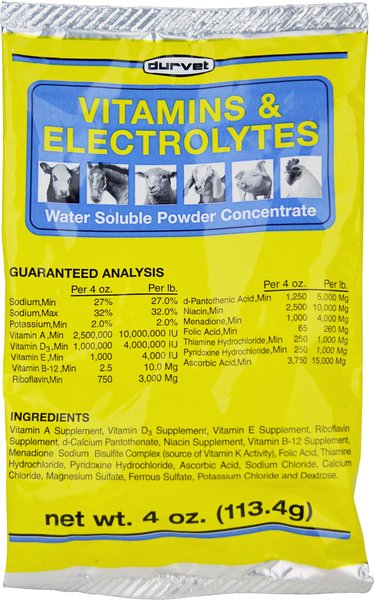 Durvet Vitamins & Electrolytes Powder Farm Animal & Horse Supplement, 4-oz bag slide 1 of 1