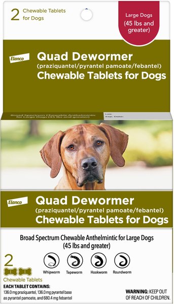 Elanco Quad Dewormer for Hookworms, Roundworms, Tapeworms & Whipworms for  Large Breed Dogs