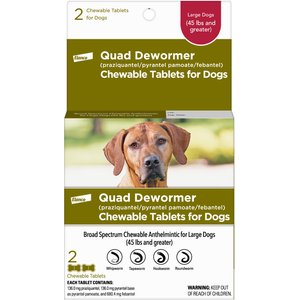 Elanco Quad Dewormer for Hookworms, Roundworms, Tapeworms & Whipworms for Large Breed Dogs, 2 count