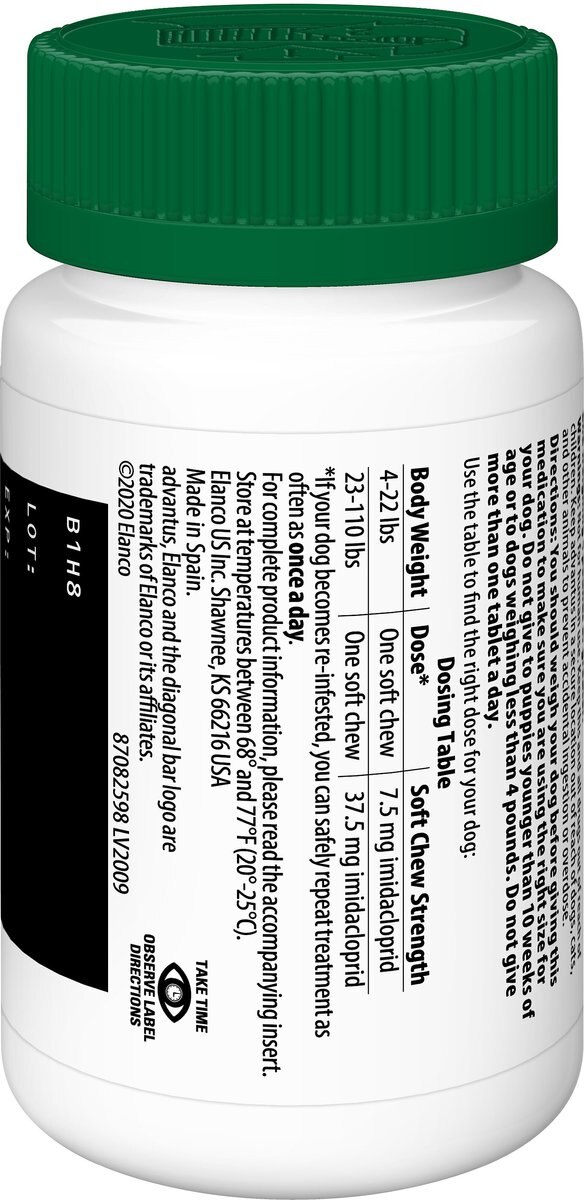 ADVANTUS Flea Oral Treatment for Dogs, 422 lbs, 7 Soft Chews