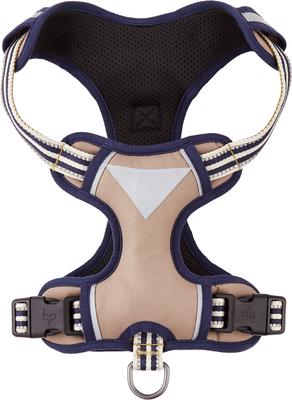 Show full view: Blueberry Pet 3M Multi-Colored Stripe Mesh Reflective Back Clip Dog Harness, Olive & Blue-Gray, Large: 28.5 to 38.5-in chest slide 8 of 12