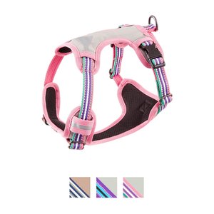 Blueberry Pet 3M Multi-Colored Stripe Mesh Reflective Back Clip Dog Harness, Emerald & Orchid, Small: 17.5 to 21-in chest
