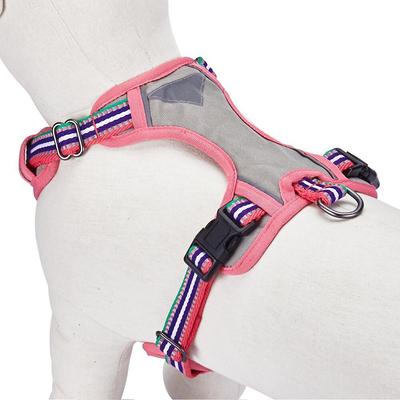 Show full view: Blueberry Pet 3M Multi-Colored Stripe Mesh Reflective Back Clip Dog Harness, Emerald & Orchid, Small: 17.5 to 21-in chest slide 2 of 11