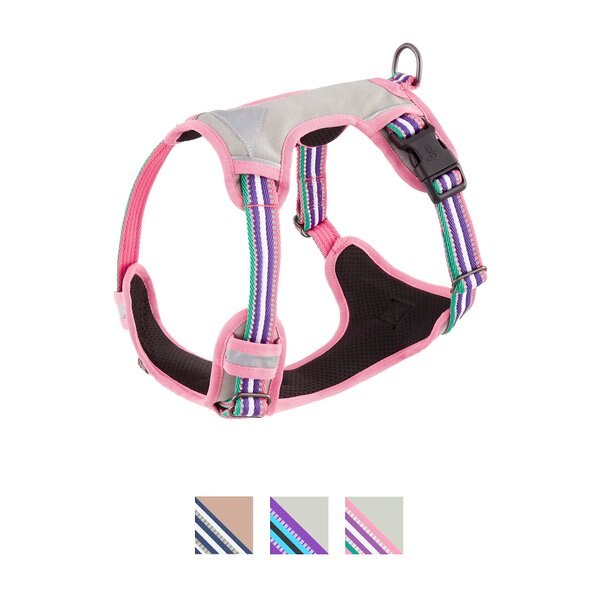 Blueberry Pet 3M Multi-Colored Stripe Mesh Reflective Back Clip Dog Harness, Emerald & Orchid, Medium: 22 to 26.5-in chest slide 1 of 10