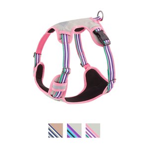 Blueberry Pet 3M Multi-Colored Stripe Mesh Reflective Back Clip Dog Harness, Emerald & Orchid, Large: 28.5 to 38.5-in chest