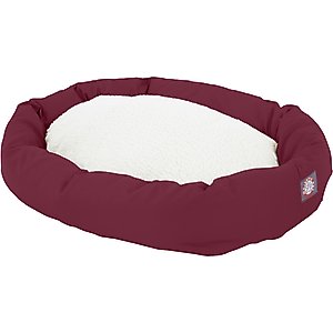 Majestic Pet Sherpa Bagel Dog Bed, Burgundy, 40-in