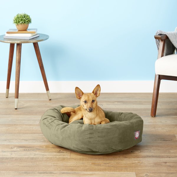 Discontinued MAJESTIC PET Suede Bagel Bolster Dog Bed, Sage, 24in