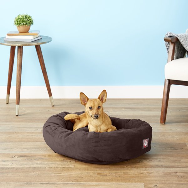 Discontinued MAJESTIC PET Suede Bagel Dog Bed, Chocolate, 24in